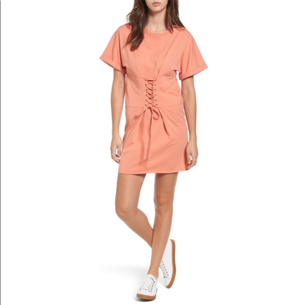 Nordstrom BP Coral Lace Up Corset T Shirt Dress
Small NWT - Picture 1 of 11